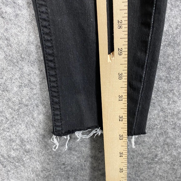 Free People Jeans 24 Black Denim Skinny Mid Rise Distressed - Picture 10 of 11